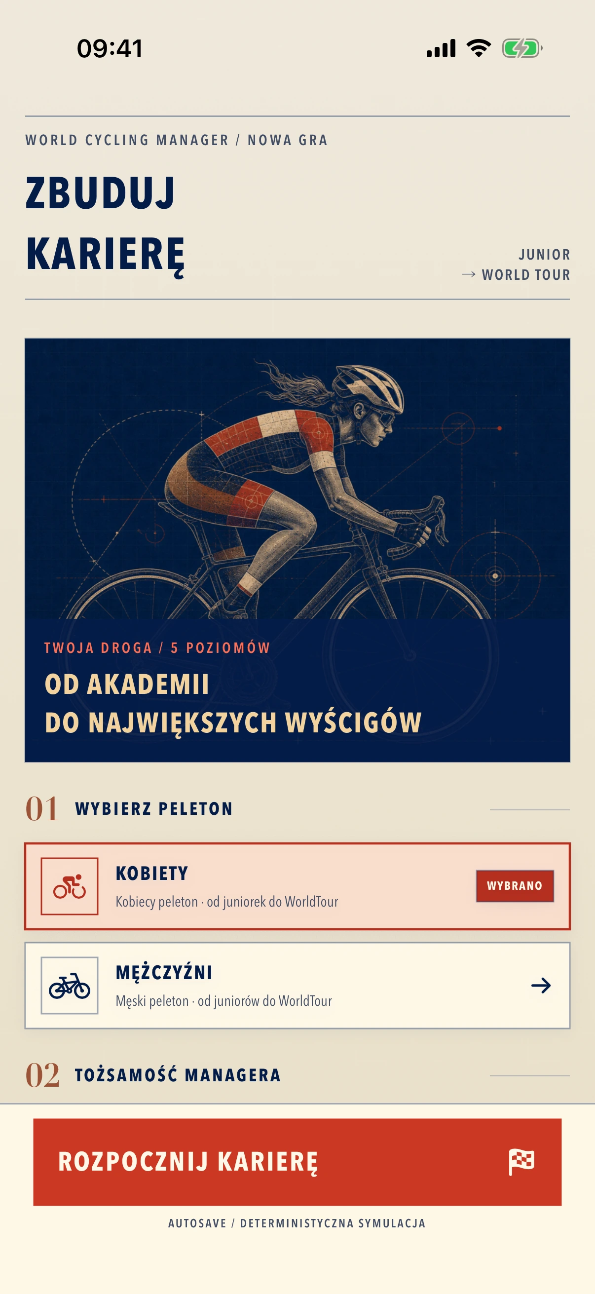 Starting a new career in a fictional professional cycling world.