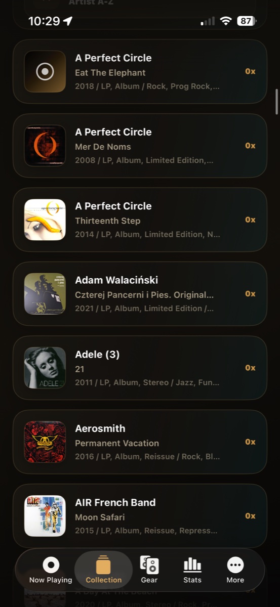 Browse records, covers, and release details in one list.