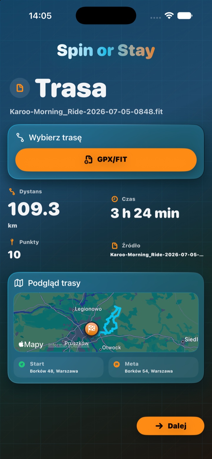 Import GPX lub FIT i szybki podgląd trasy.