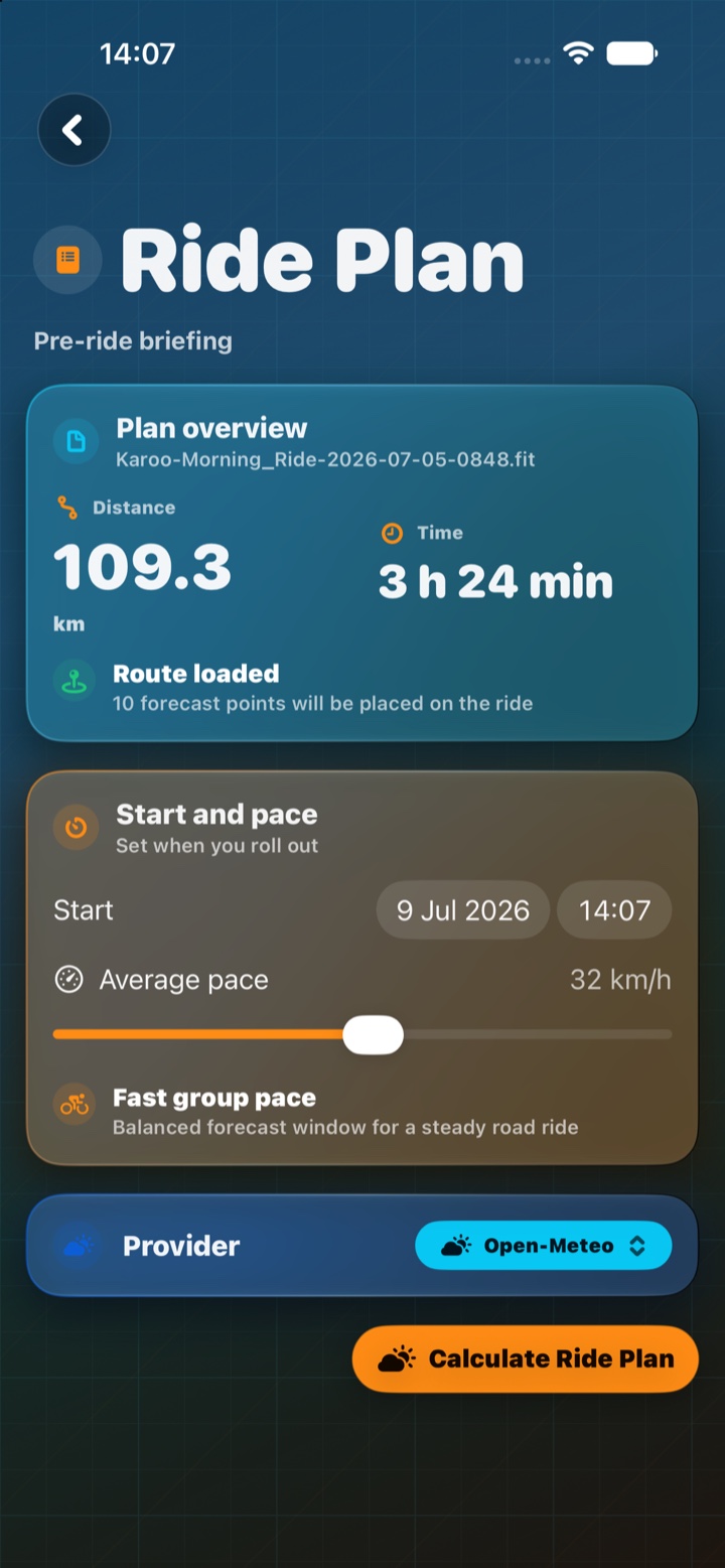 Direction, pace, and start time shape the forecast.