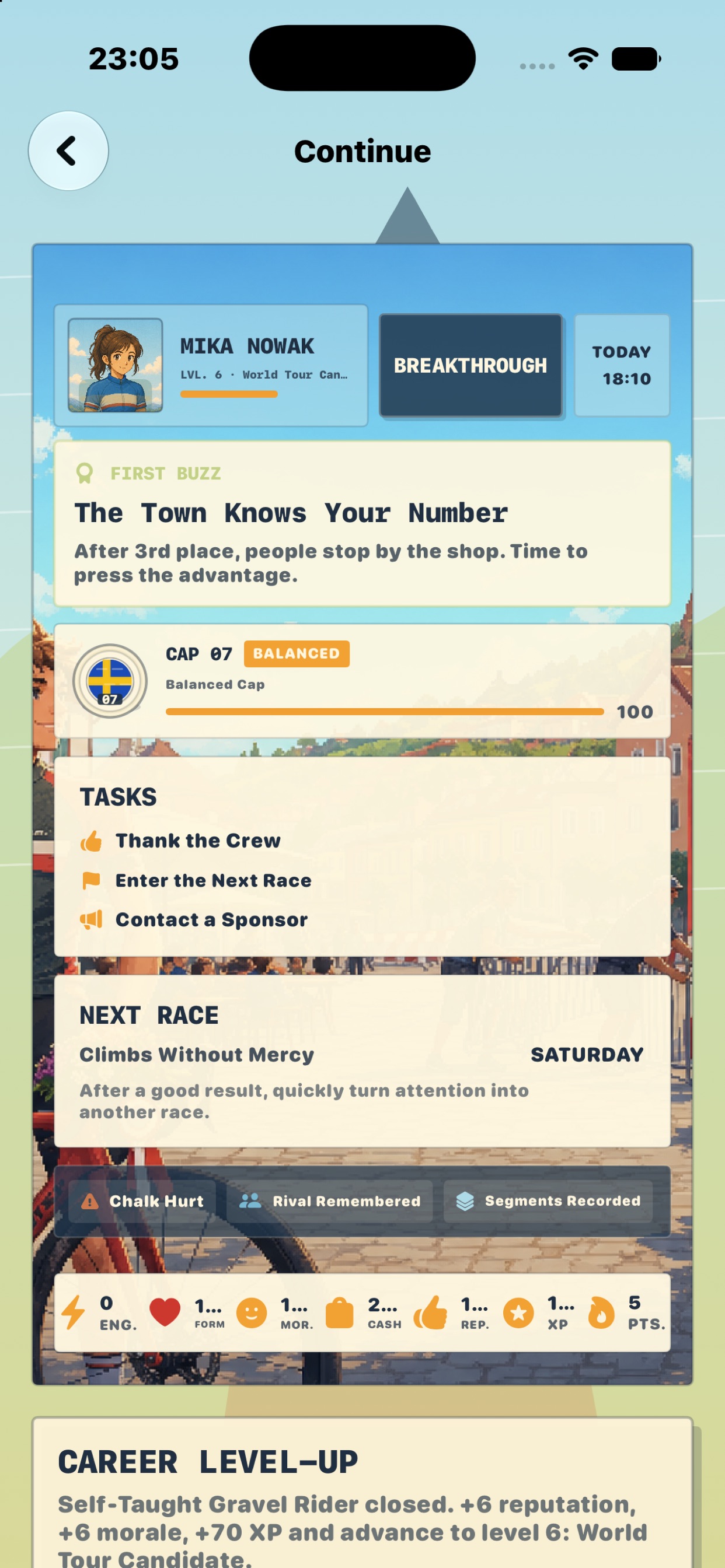 Weekly choices shape form, morale, and reputation.
