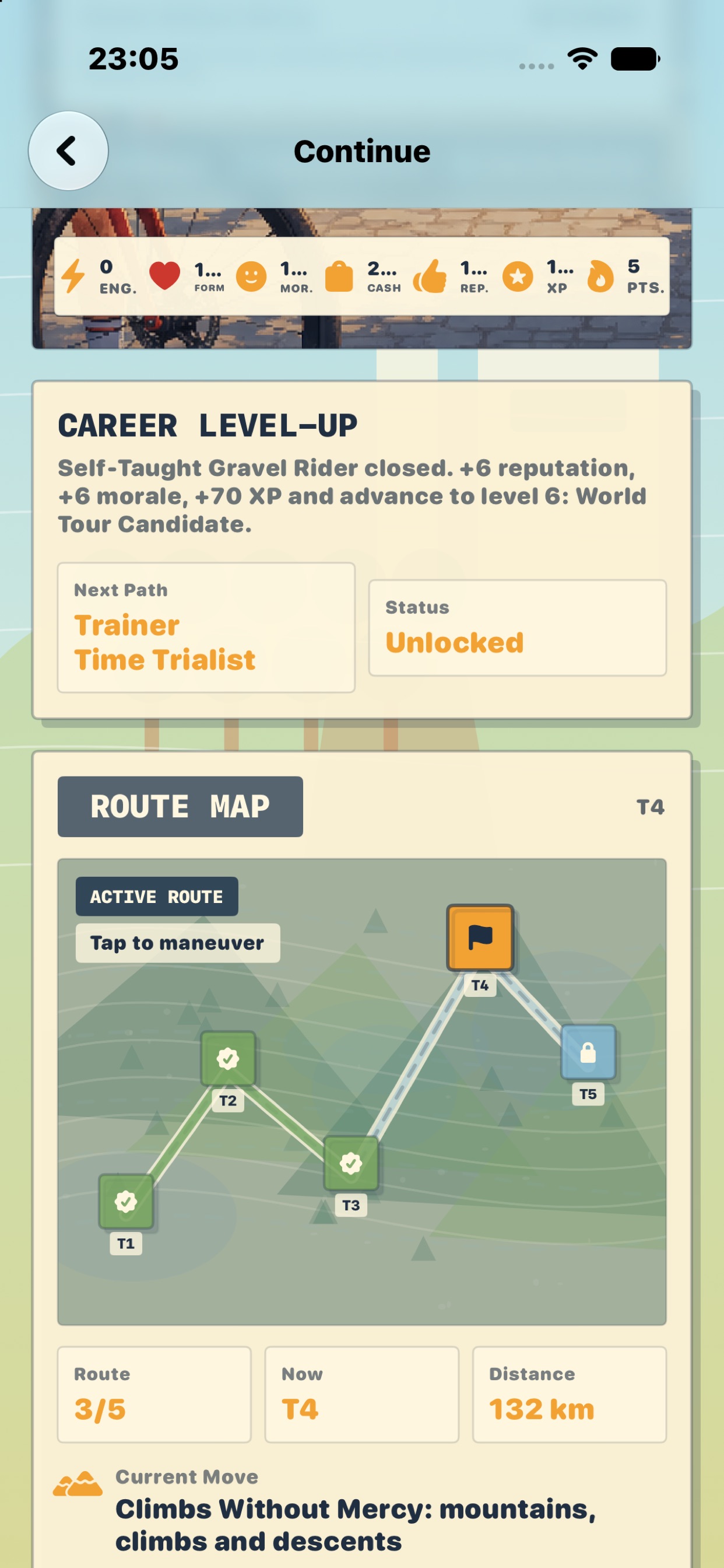 Plan the next race on the season map.